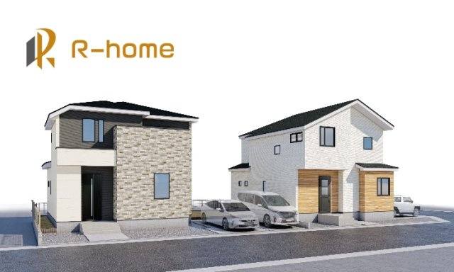 水戸市元吉田町5期　新築戸建て　1号棟の外観パース|2026年1月完成予定！近隣の同仕様完成物件をご見学いただけます♪