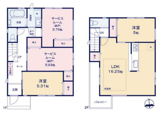 【間取り】 | 板橋区東新町２丁目　新築戸建て　G号棟 | 2LDK+2S・土地92.16ｍ2・建物92.11ｍ2
