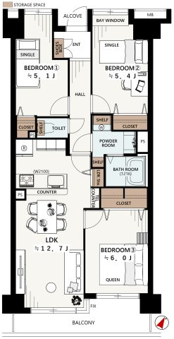 コスモ小竹向原の間取り|3LDK