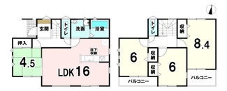 【間取り】 | 【20万円ｷｬｯｼｭﾊﾞｯｸ対象物件】ファーストタウン第6河合町星和台 全2棟 1号棟