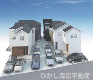 茅ヶ崎市今宿　新築戸建　全4棟　の外観パース|イメージパスですので実際のものと多少異なります