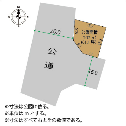 足利市江川町３丁目の売地の土地図