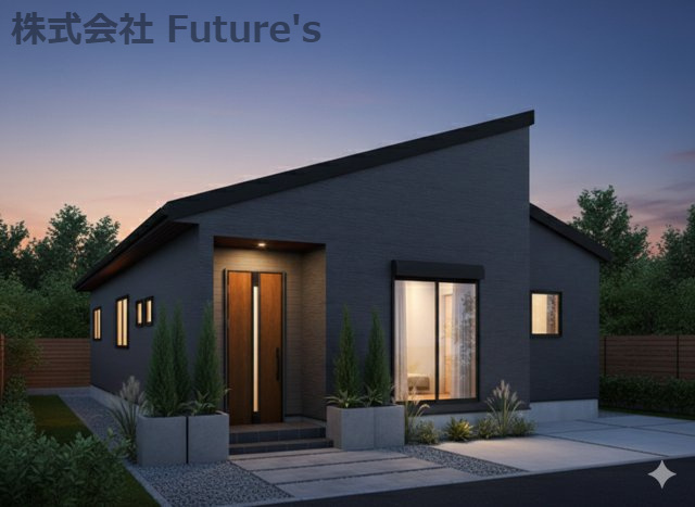 三郷市東町　新築平屋戸建　全1棟の外観パース|完成予想図にCGによる画像処理を行っています。実際とは多少異なる場合がございます。