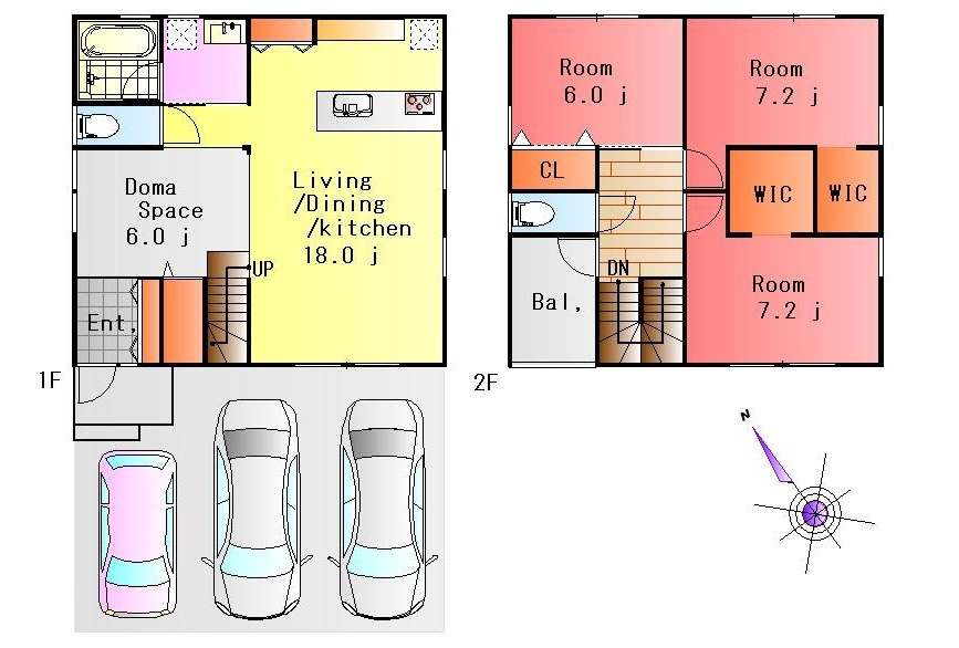 広島市安佐北区深川7丁目　新築一戸建て(全2棟)(JS)の間取り