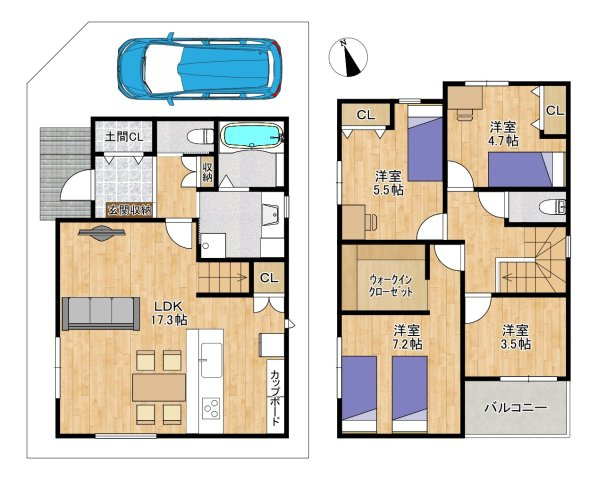 【間取り】 | 浜寺石津町西４丁　新築戸建 | 家具設置イメージ