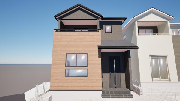 大字鴛野1期1号棟の完成予想図|※外観パースはイメージです。現況と異なる場合は現況を優先させていただきます。