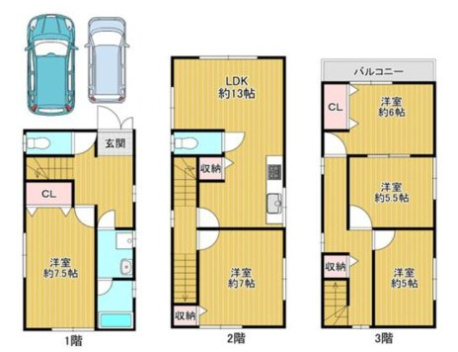 若松町西3丁目貸家の間取り
