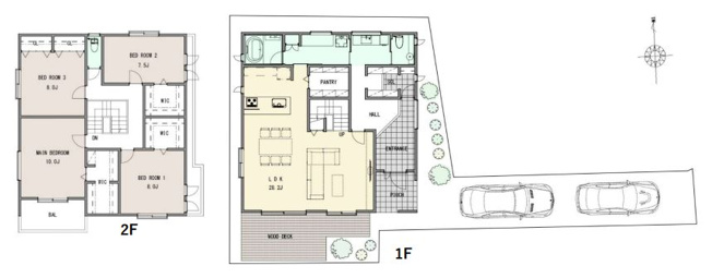 【土地図＋建物プラン例】 | 杉並区永福２丁目　売地 | ＜建物参考プラン＞4LDK・建物面積183.12ｍ2