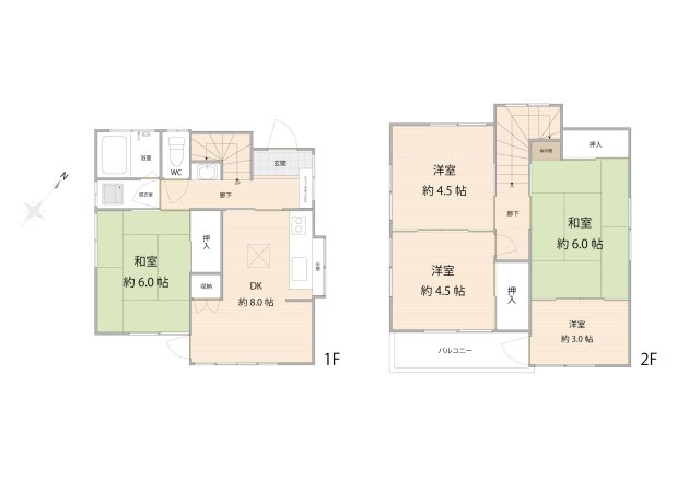 【間取り】 | ふじみ野市大原1丁目　中古一戸建住宅　(ふじみ野店) | 洋室と和室の両方を備えており、お好きな空間でおくつろぎ頂けます。
2015年頃にリフォーム(クロス張替、フローリング張替)がされています。