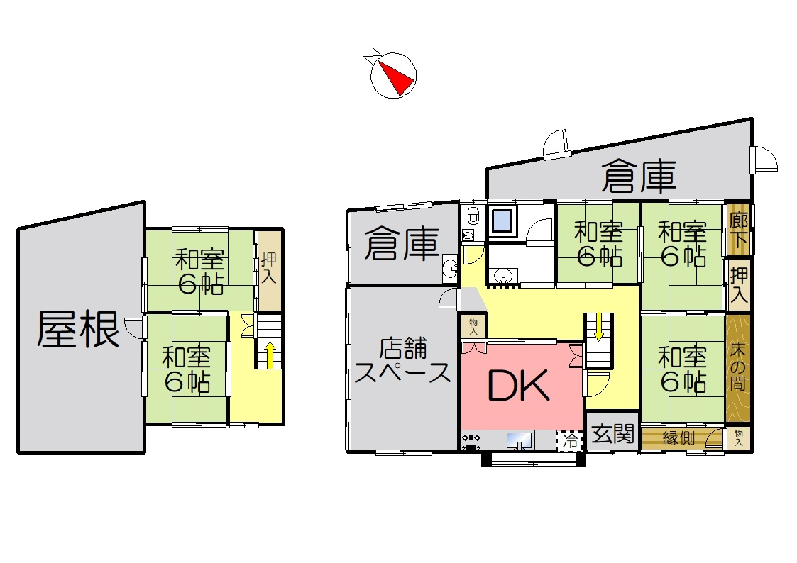 丹波市市島町梶原の中古一戸建の間取り