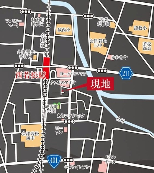 新築戸建・新築建売　会津若松市城西町3期　城西小・第四中の地図