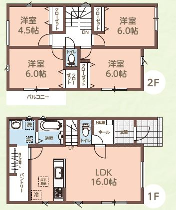 【間取り】 | 豊橋市下地町 新築一戸建て 4号棟 | 効率的かつ暮らしのことをしっかり考えた間取りです