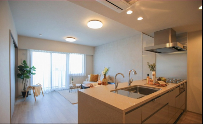 【居間・リビング】 | ★仲介手数料無料★OPENRESIDENCIA MEGUROYAKUMO（角住戸・2面バルコニー）