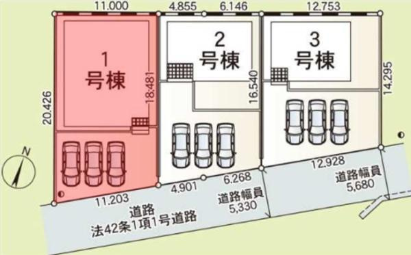 前橋市粕川町新屋第２（１号棟）の区画図|区画図