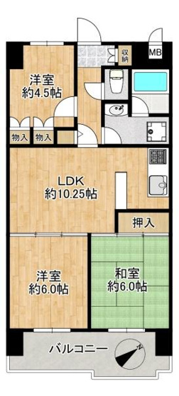 【間取り】 | 朝日プラザCITYウエストヒル神戸A棟