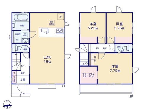 【GRAFARE　ZEH水準仕様】小平小川町８期の間取り|〇 本物件【２号棟】の間取・平面図です〇　敷地面積:102.16㎡　建物面積:79.48㎡　