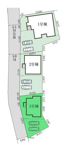 【区画図】 | グラファーレ高崎市上中居町3期ー③ | 全棟カースペース並列2台駐車可能！
JR高崎駅まで1.9Km！敷地面積は50坪！