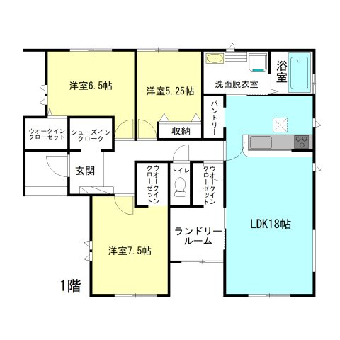 【間取り】 | グラファーレ高崎市上中居町3期ー① | 人気の「平屋」住宅登場です！
パントリーやランドリースペース完備！