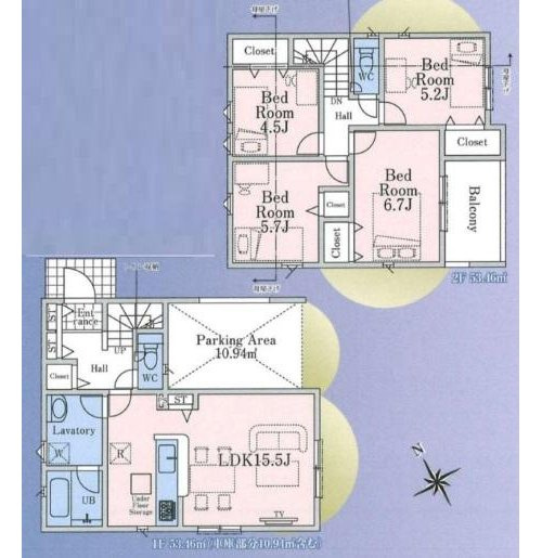 【Cradle garden】東久留米市滝山第11の間取り|【２号棟】敷地面積：90.0㎡　建物面積：90.31㎡