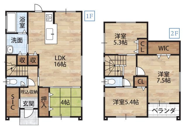 秋月Ⅷ・新築戸建の間取り