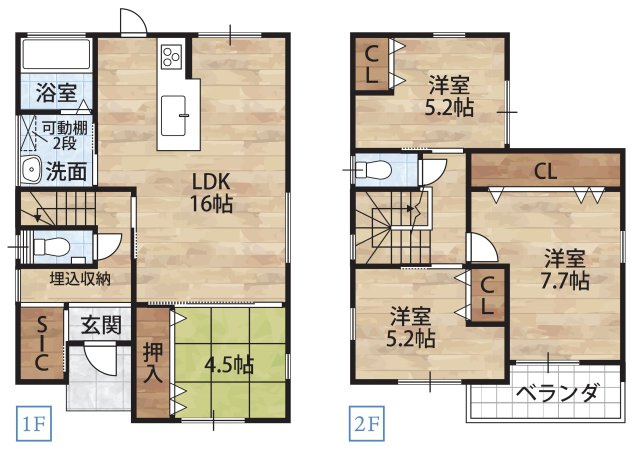 秋月Ⅷ・新築戸建の間取り