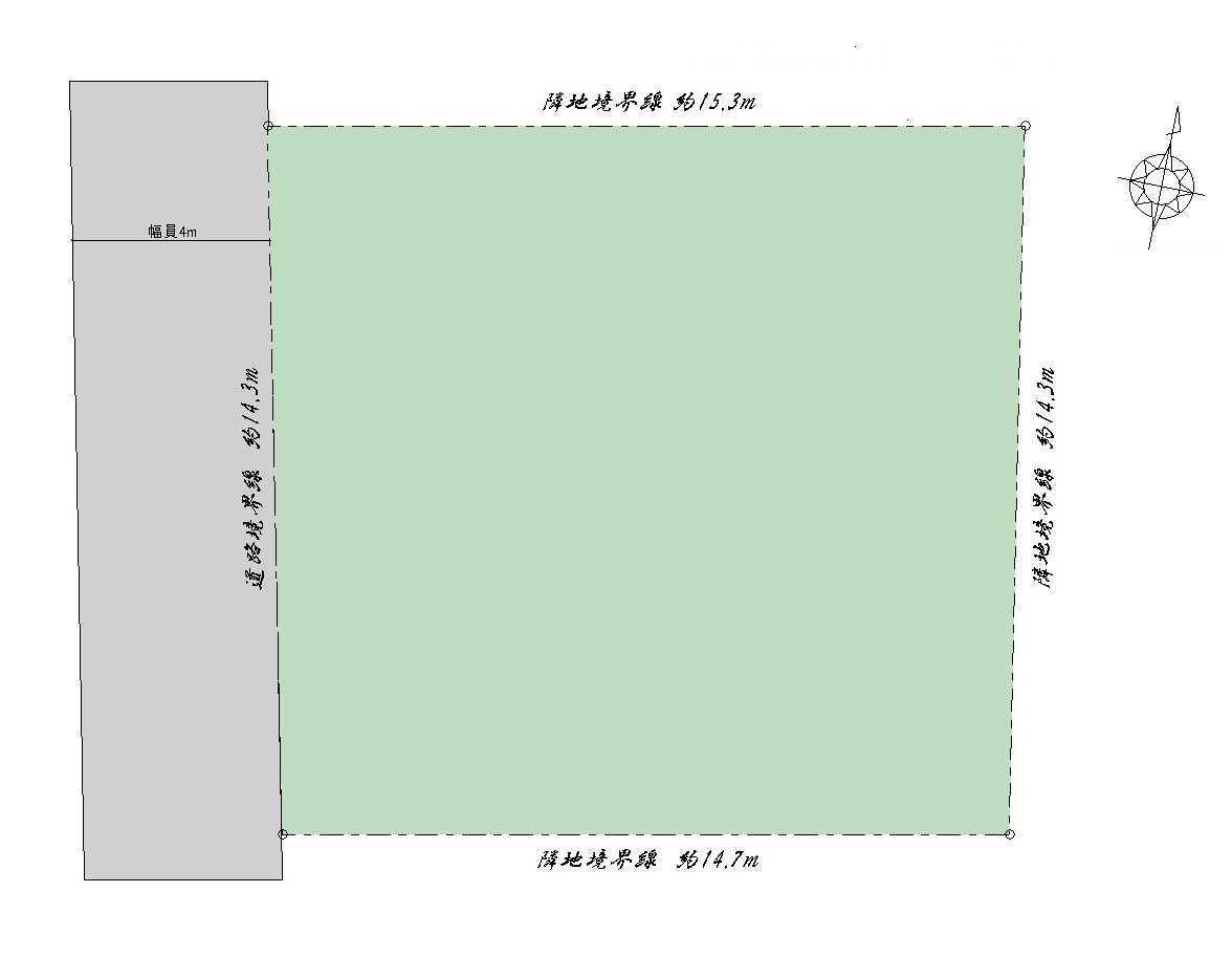 たつの市龍野町片山　売土地の区画図|西側道路・敷地65坪の整形地です♪