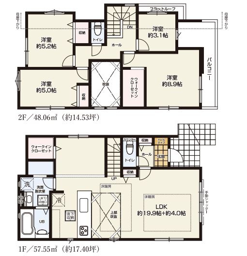 仲介手数料無料　KEIAI　GRACE所沢市東新井町2期・新築全1棟の間取り