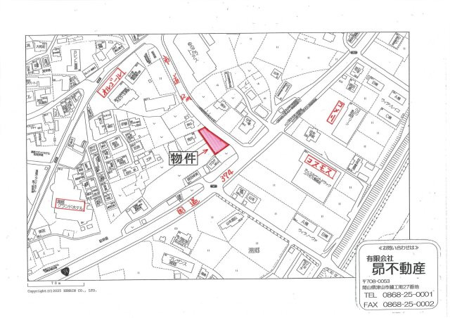 美作市湯郷　売土地104坪の地図
