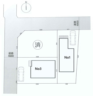 【土地図＋建物プラン例】 | 【仲介手数料無料！！】府中市新町2丁目　建築条件付き売地（全3区画）3区画　3690万円