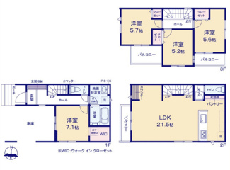 【間取り】 | 所沢市南住吉　全２棟２号棟 | ２号棟　４ＬＤＫ　敷地面積　83.30ｍ2　建物面積　118ｍ2