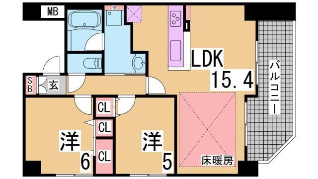 神戸市兵庫区湊町１丁目の賃貸マンションの間取り