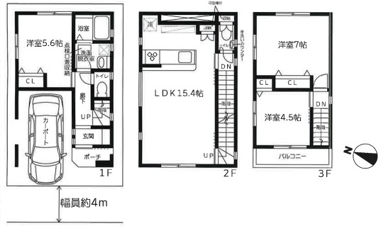 神戸市灘区岸地通　新築一戸建ての間取り