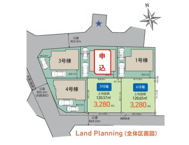 茅ヶ崎市松尾　新築戸建　全6棟4号棟の区画図