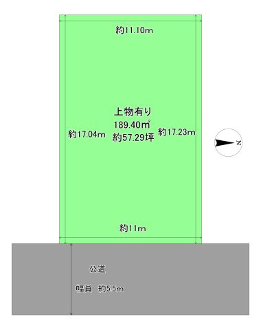 桜井市西之宮　土地の土地図|土地面積：189.40ｍ2