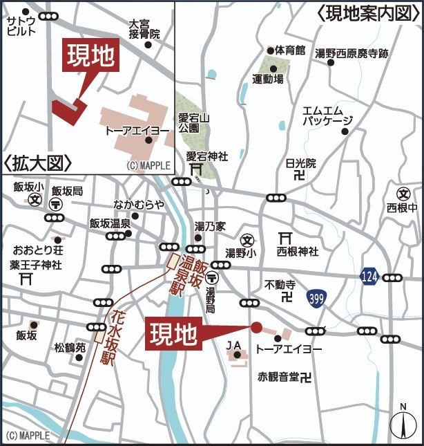 新築戸建・新築建売　福島市飯坂町湯野第7　湯野小・西根中の地図