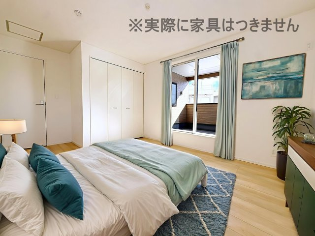 新築戸建・新築建売　福島市飯坂町湯野第7　湯野小・西根中の洋室|画像はAI加工による演出で、実際の家具は付きません。