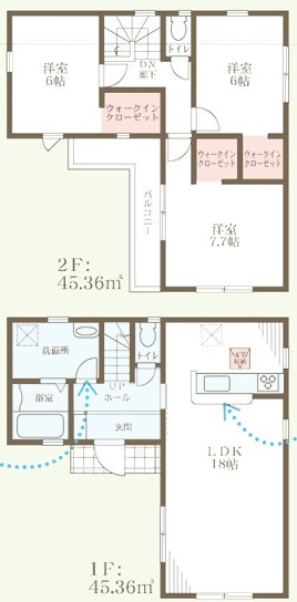 BELS取得物件　糀台1丁目　新築2区画　2号棟の間取り