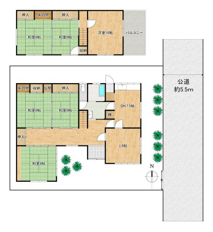 桜井市西之宮の間取り|6LDK　土地面積：189.40ｍ2　建物面積：144.56ｍ2
