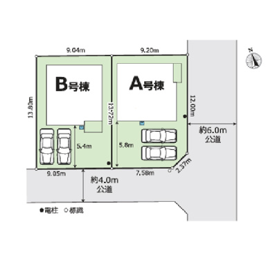 【区画図】 | 瀬谷区南台1丁目〈新築戸建全2棟〉B棟4LDK＋小屋裏収納/カースペース2台/ZEH水準省エネ住宅