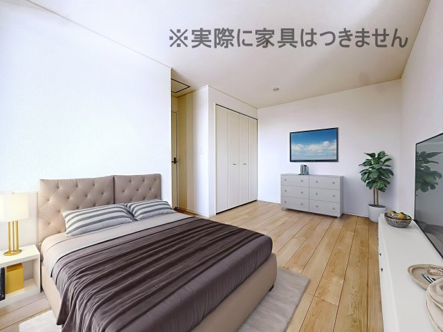 新築戸建・新築建売　福島市飯坂町湯野第7　湯野小・西根中の洋室|画像はAI加工による演出で、実際の家具は付きません。