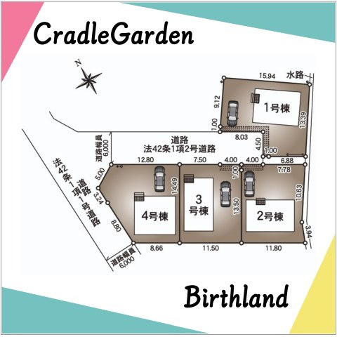 新築戸建・新築建売　福島市飯坂町湯野第7　湯野小・西根中の区画図|駐車スペース2台可能です！（車種による）前面道路幅員6.0ｍ