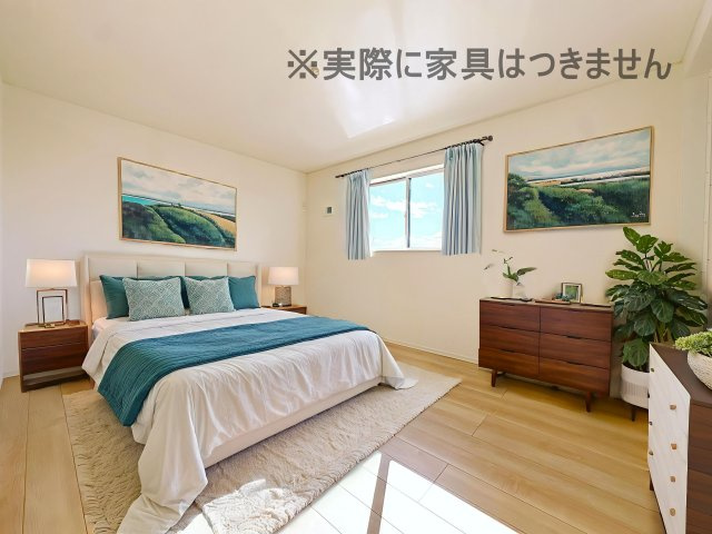 新築戸建・新築建売　福島市飯坂町湯野第7　湯野小・西根中の洋室|画像はAI加工による演出で、実際の家具は付きません。