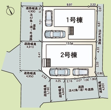 角地に付き開放感あり　二見町西二見第22　新築2区画　2号棟の区画図