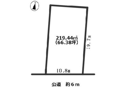 緑区黒沢台二丁目土地の区画図|南向き！　土地219，44㎡（66.38坪）！　