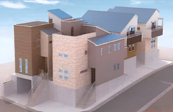 練馬区大泉町2丁目　制震×省エネ　ロフト付き戸建　全4棟　の外観パース