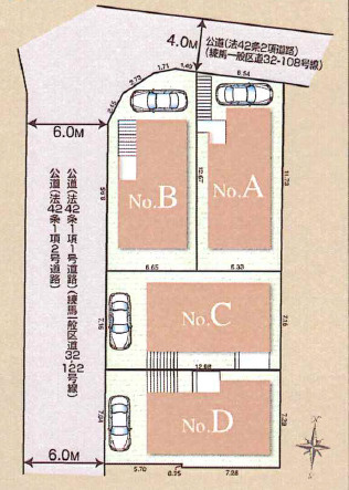 練馬区大泉町2丁目　制震×省エネ　ロフト付き戸建　全4棟　の区画図