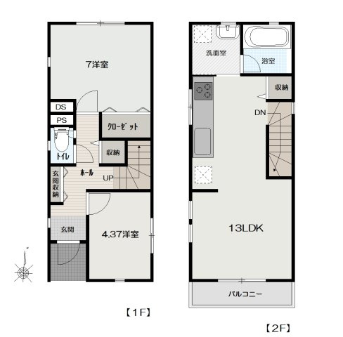 高知市中秦泉寺　新築戸建ての間取り