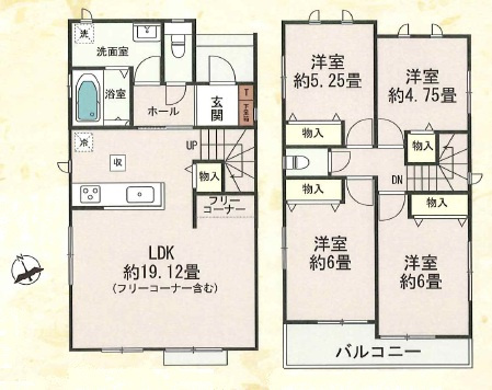 安城市美園町　新築分譲住宅　全12棟　H号棟の間取り