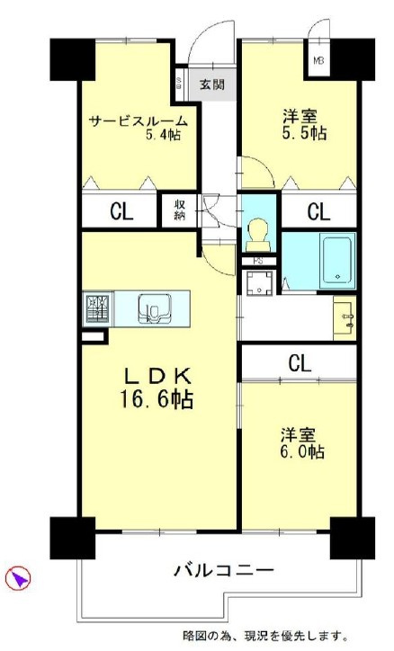 【リフォーム後引渡し】エメラルドマンション草津青地Ⅰ　4Fの間取り