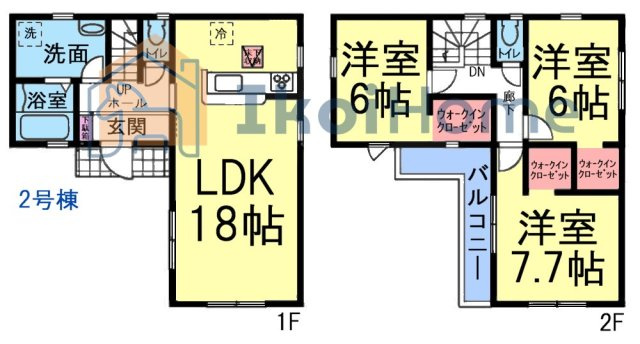 神戸市西区糀台1丁目　2号棟　新築戸建の間取り|【ホームページに現地動画掲載中】●年中無休：当日予約可●WIC×3！収納豊富♪全室ゆったり6帖以上♪